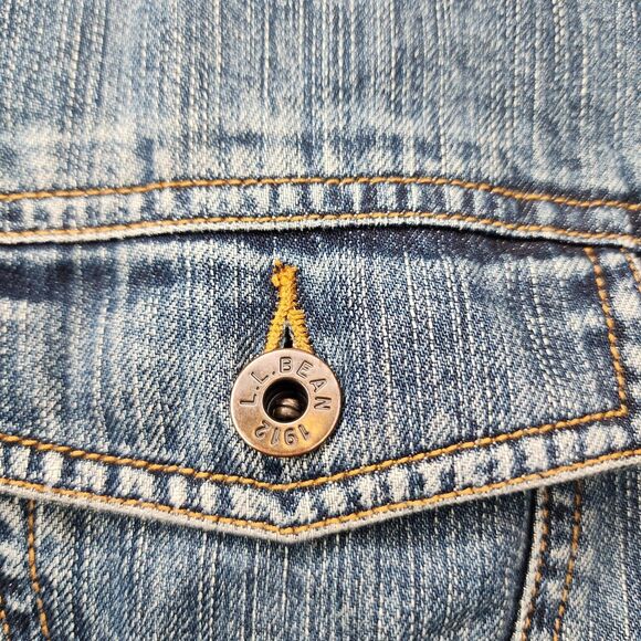 Vintage LL Bean Denim Jacket Sherpa Lined Womens Large Chore Cottagecore - Picture 15 of 16